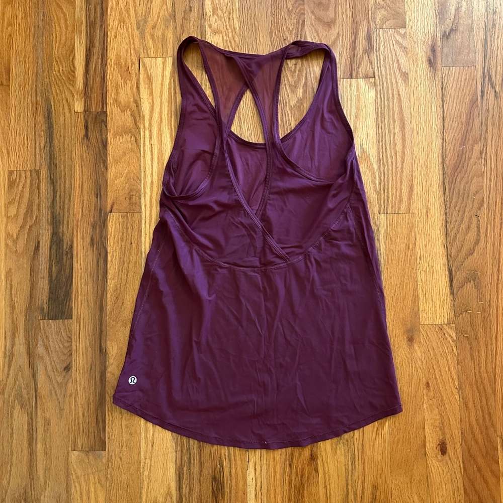 Lululemon Power Y Mesh-Back Tank – Maroon – Size 6 - Picture 2 of 4